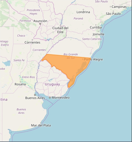 Mapa das áreas com alerta de tempestade nesta 6ª feira - Fonte: Inmet